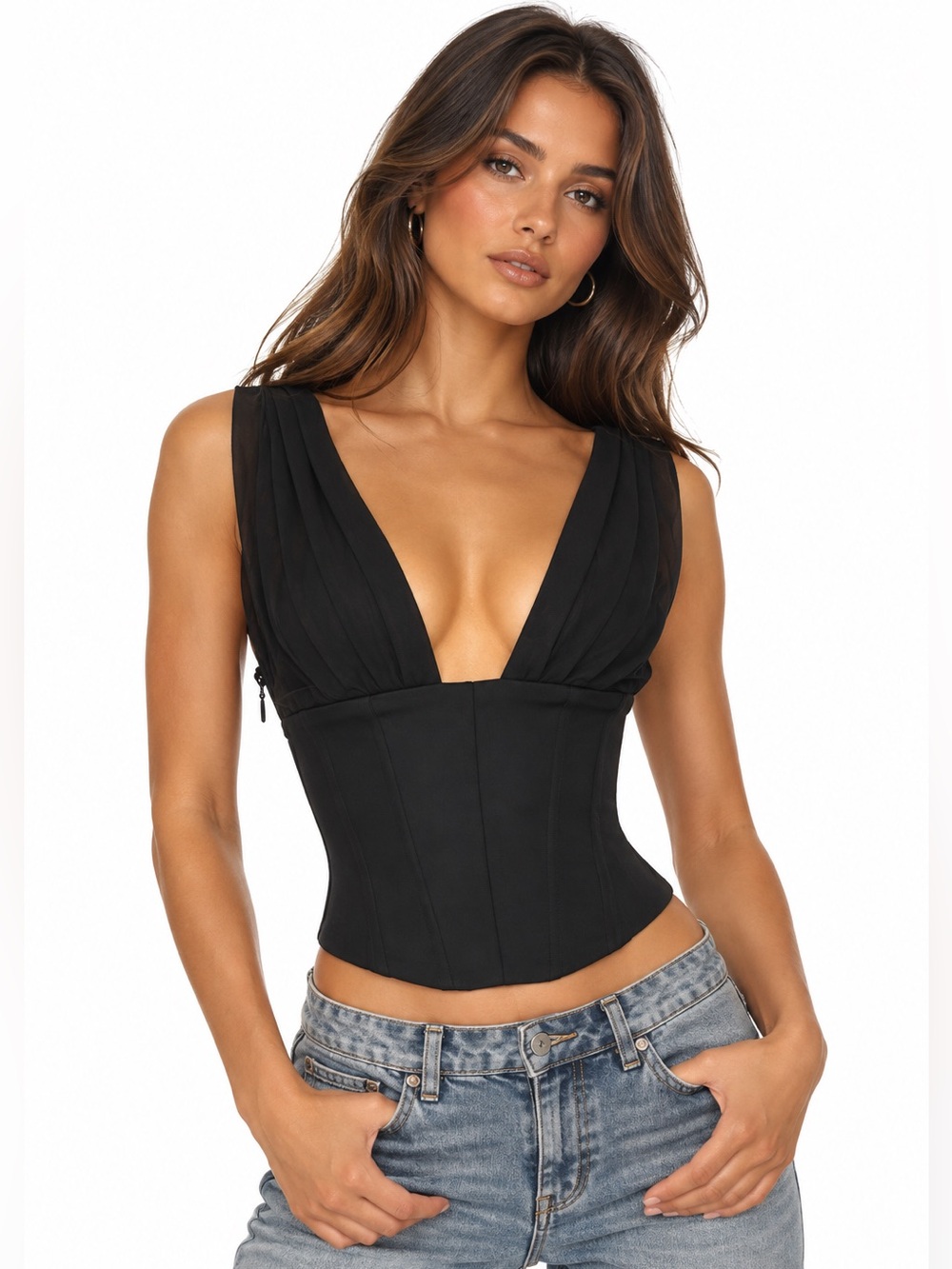 Oh Polly Black Corset Top - Size 4
